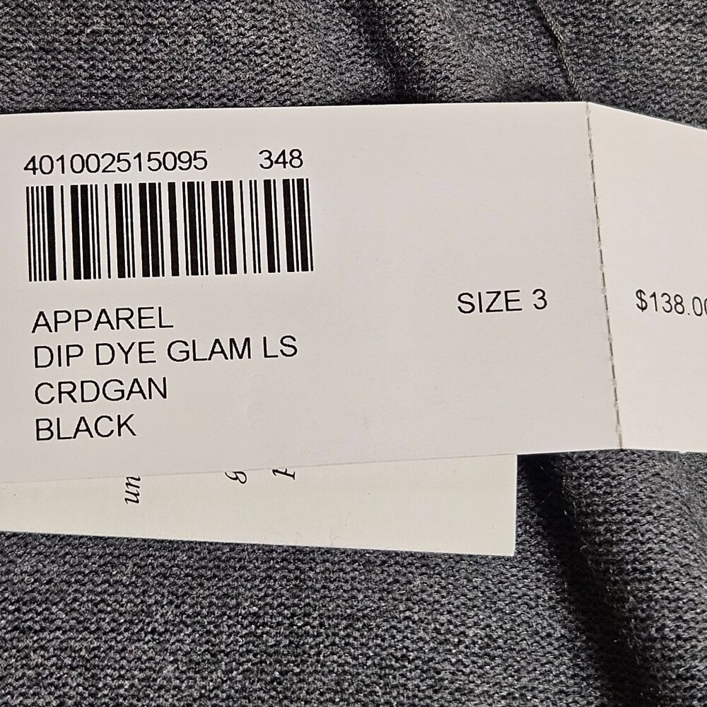 Chicos Cardigan Womens Size 3 Large Black Dip Dye Glam LS Sweater Sequins NWT - Picture 7 of 10